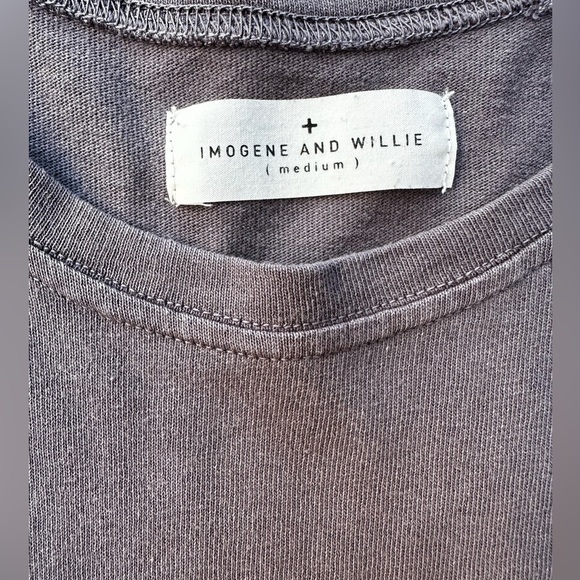 IMOGENE & WILLIE Distressed Raglan Sleeve Cotton Tee Shirt Basic Women’s Sz M - Picture 3 of 8